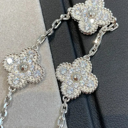 [NOBLE AURA] CLOVER 5 MOTIF FULL DIAMOND BRACELET COLLECTION