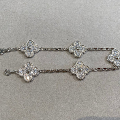 [NOBLE AURA]CLOVER 5 MOTIFS  DIAMOND BRACELET SILVER