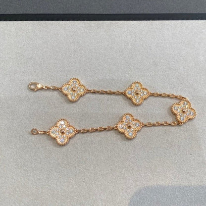 [NOBLE AURA] CLOVER 5 MOTIF FULL DIAMOND BRACELET COLLECTION