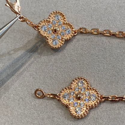 [NOBLE AURA] CLOVER 5 MOTIF FULL DIAMOND BRACELET COLLECTION