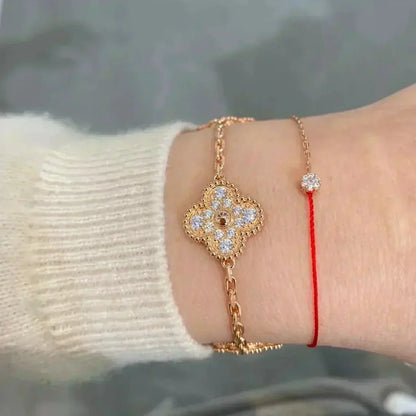 [NOBLE AURA]CLOVER 5 MOTIFS  FULL DIAMOND BRACELET