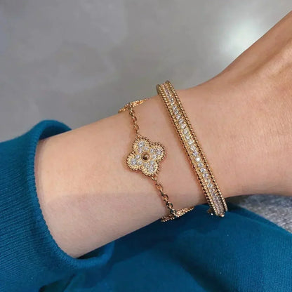 [NOBLE AURA]CLOVER 5 MOTIFS  FULL DIAMOND BRACELET