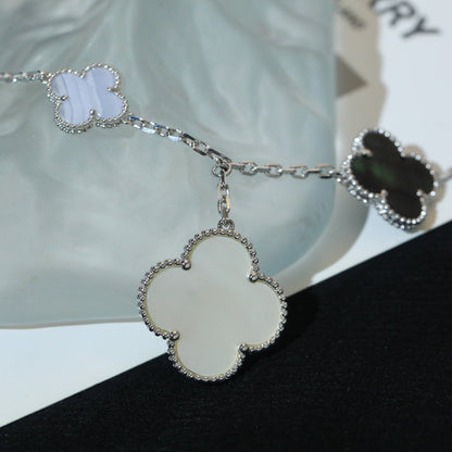 [NOBLE AURA]CLOVER BRACELET 5 MOTIFS MOP CHALCEDONY SILVER