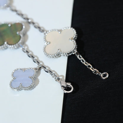 [NOBLE AURA]CLOVER BRACELET 5 MOTIFS MOP CHALCEDONY SILVER