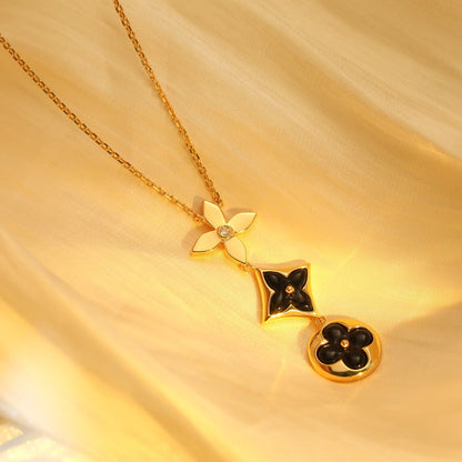 [NOBLE AURA]STAR AND SUN ONYX PINK GOLD NECKLACE