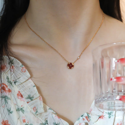 [NOBLE AURA]SUN PEDANT PINK GOLD 1 DIAMOND NECKLACE