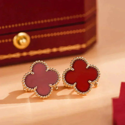 [NOBLE AURA]CLOVER MEDIUM 1 MOTIFS CARNELIAN  EARRINGS