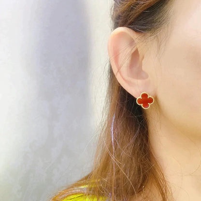 [NOBLE AURA]CLOVER MEDIUM 1 MOTIFS CARNELIAN  EARRINGS