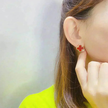 [NOBLE AURA]CLOVER MEDIUM 1 MOTIFS CARNELIAN  EARRINGS