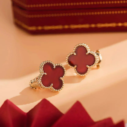 [NOBLE AURA]CLOVER MEDIUM 1 MOTIFS CARNELIAN  EARRINGS