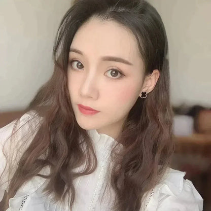 [NOBLE AURA]CLOVER MEDIUM 1 MOTIFS  ONYX STUD EARRINGS