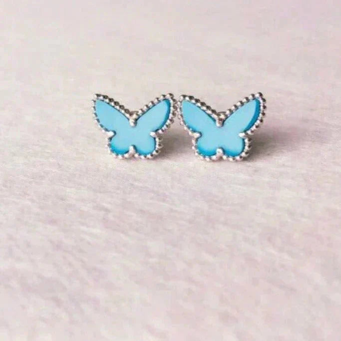 [NOBLE AURA]BUTTERFLY TURQUOISE EARRINGS SILVER