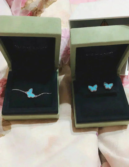[NOBLE AURA]BUTTERFLY TURQUOISE EARRINGS SILVER