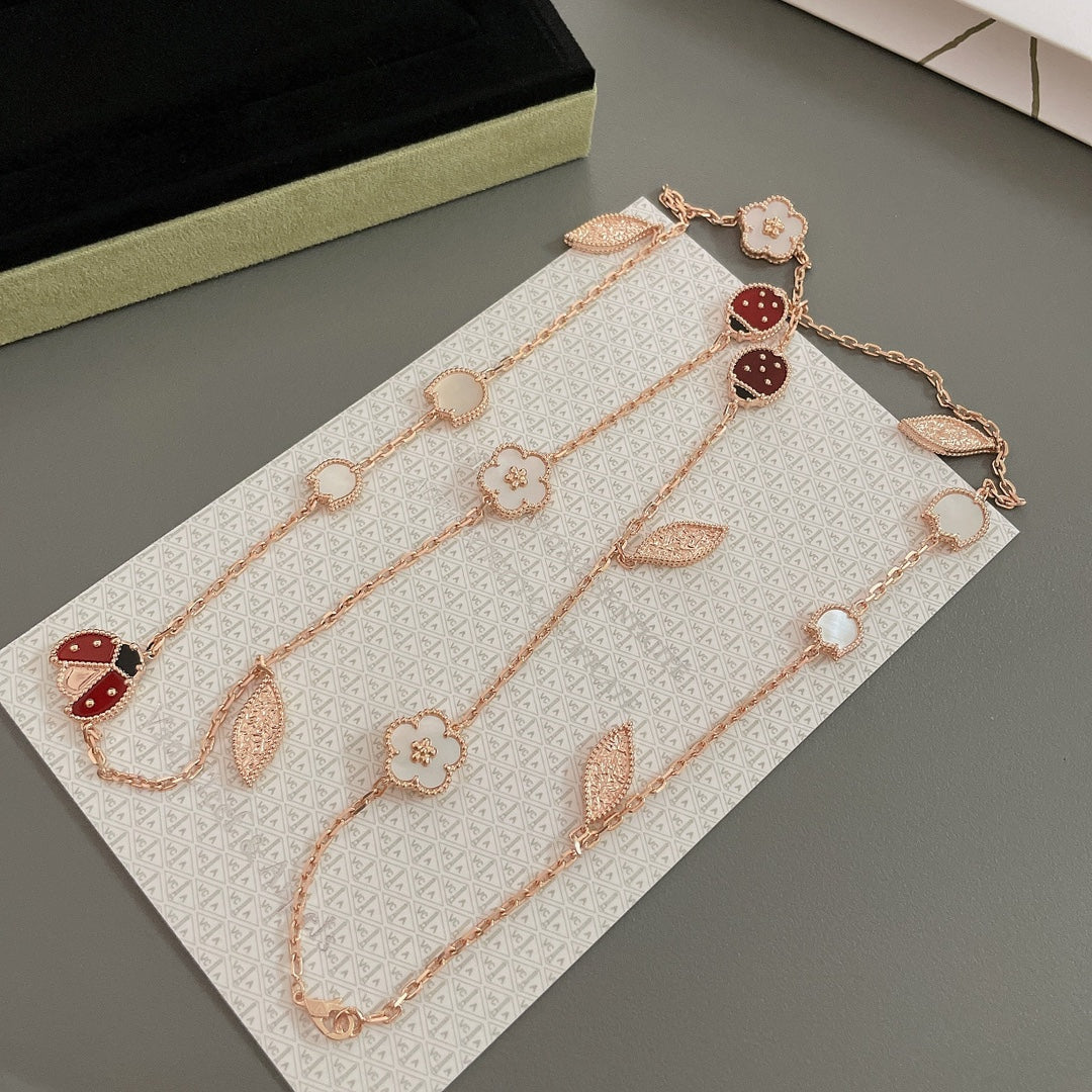 [NOBLE AURA]LUCKY SPRING 15 MOTIFS ROSE GOLD NECKLACE