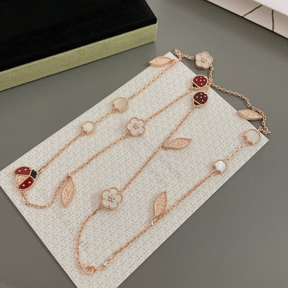 [NOBLE AURA]LUCKY SPRING 15 MOTIFS ROSE GOLD NECKLACE