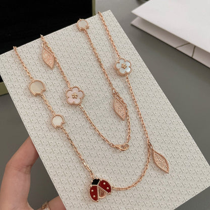 [NOBLE AURA]LUCKY SPRING 15 MOTIFS ROSE GOLD NECKLACE