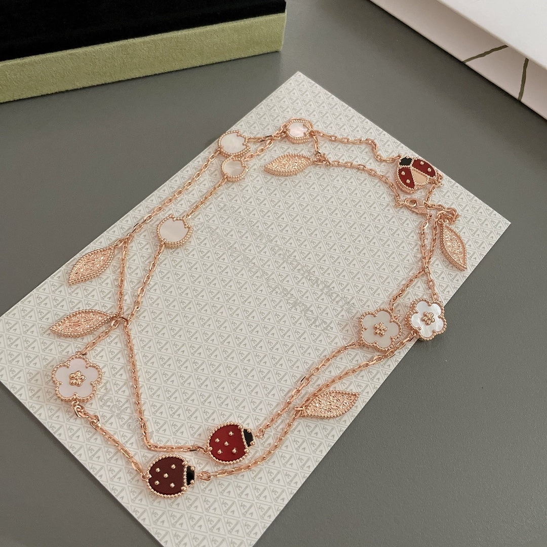 [NOBLE AURA]LUCKY SPRING 15 MOTIFS ROSE GOLD NECKLACE