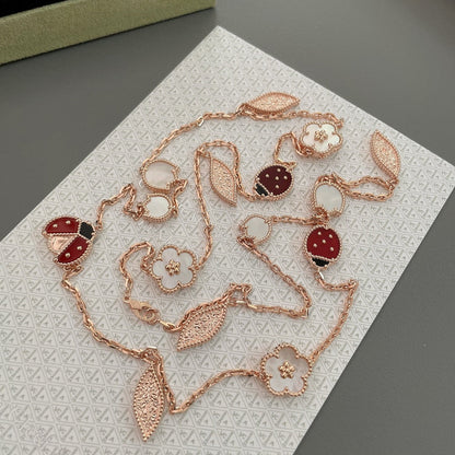 [NOBLE AURA]LUCKY SPRING 15 MOTIFS ROSE GOLD NECKLACE