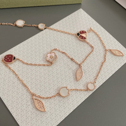 [NOBLE AURA]LUCKY SPRING 15 MOTIFS ROSE GOLD NECKLACE