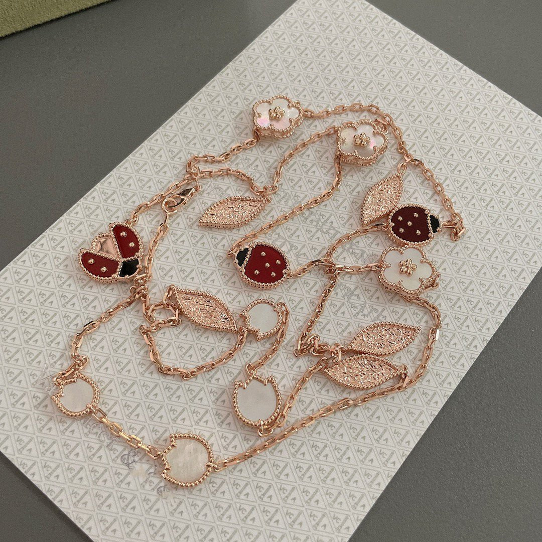 [NOBLE AURA]LUCKY SPRING 15 MOTIFS ROSE GOLD NECKLACE