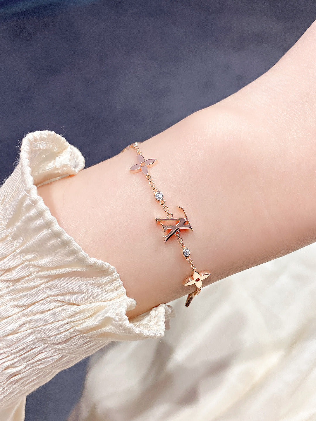 [NOBLE AURA]STAR AND SUN 7 MOTIFS GOLD BRACELET