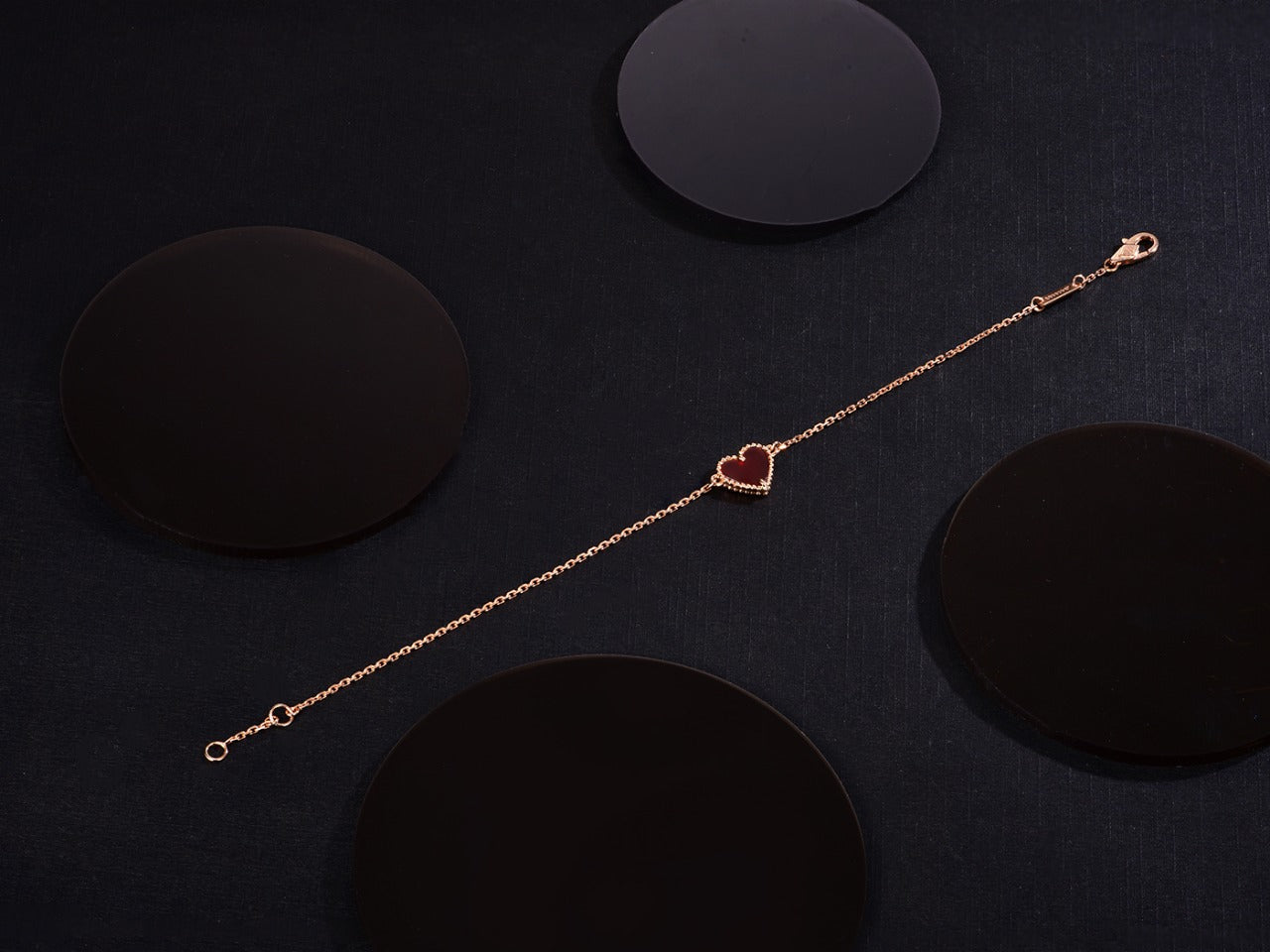 [NOBLE AURA]HEART CARNELIAN PINK GOLD BRACELET