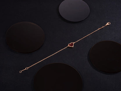 [NOBLE AURA]HEART CARNELIAN PINK GOLD BRACELET