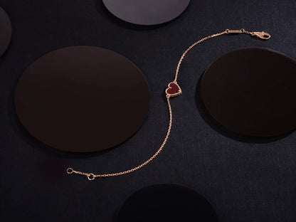 [NOBLE AURA]HEART CARNELIAN PINK GOLD BRACELET