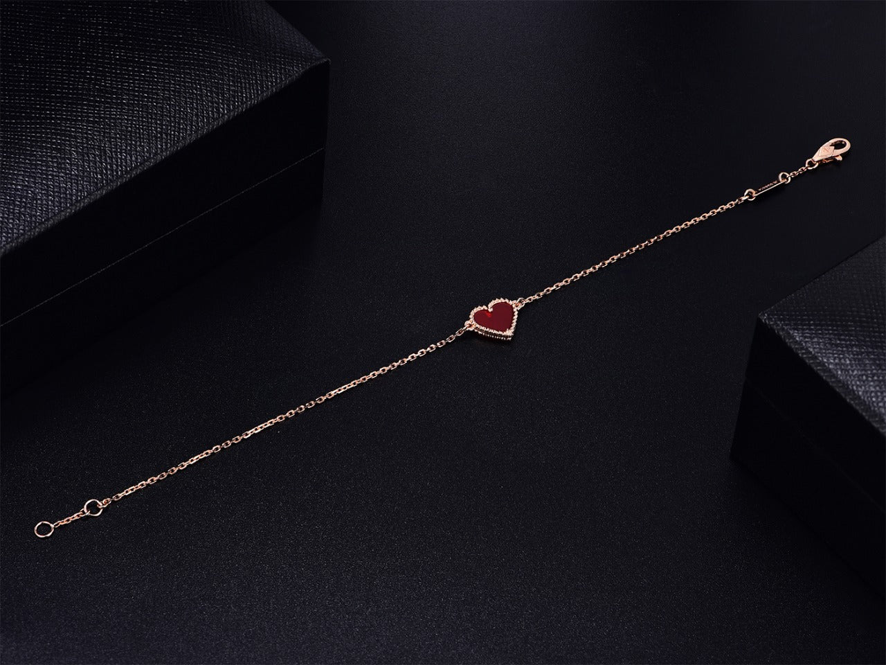 [NOBLE AURA]HEART CARNELIAN PINK GOLD BRACELET