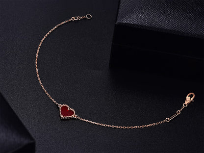 [NOBLE AURA]HEART CARNELIAN PINK GOLD BRACELET