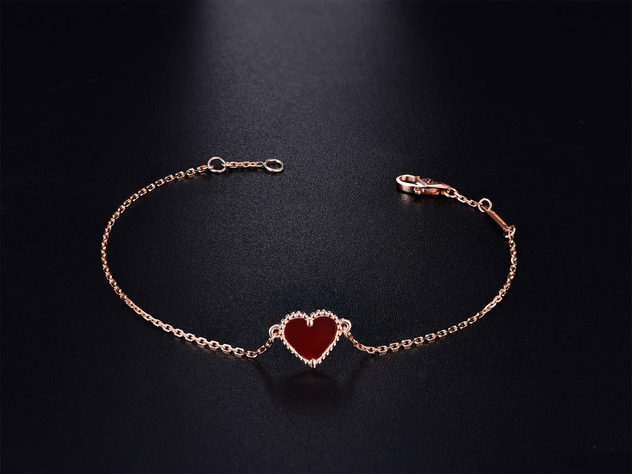 [NOBLE AURA]HEART CARNELIAN PINK GOLD BRACELET