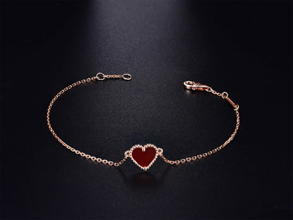 [NOBLE AURA]HEART CARNELIAN PINK GOLD BRACELET