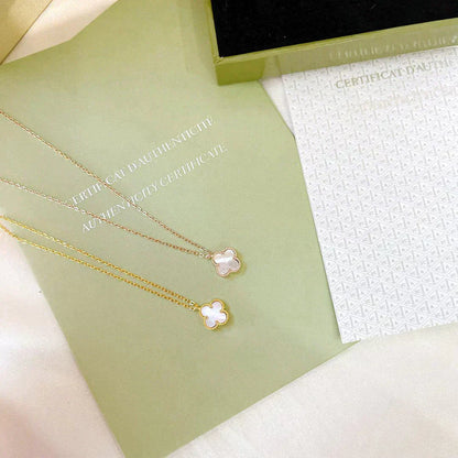 [NOBLE AURA]CLOVER MINI 9.5MM WHITE MOTHER-OF-PEARL NECKLACE