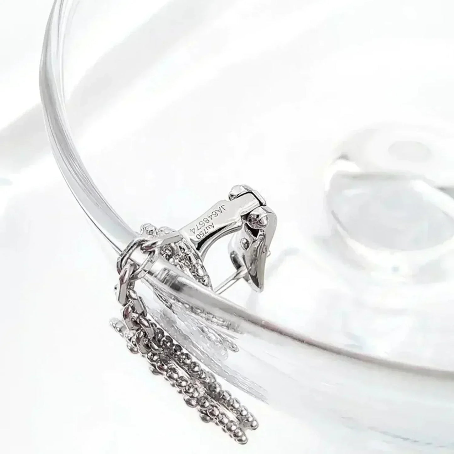 [NOBLE AURA]CLOVER 2 MOTIFS  DIAMOND ONYX EARRINGS SILVER