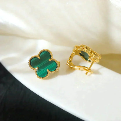 [NOBLE AURA]CLOVER MEDIUM 1 MOTIFS MALACHITE  EARRINGS