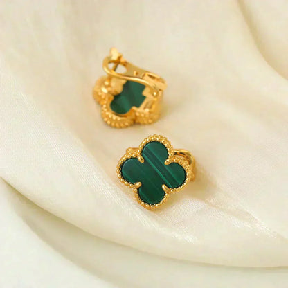 [NOBLE AURA]CLOVER MEDIUM 1 MOTIFS MALACHITE  EARRINGS