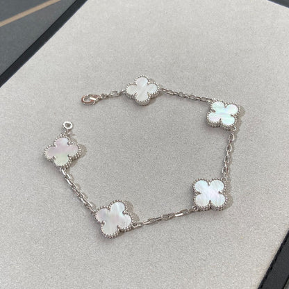 [NOBLE AURA]CLOVER WHITE PEARL MOP 5 MOTIF BRACELET COLLECTION