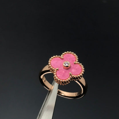 [NOBLE AURA]CLOVER RHODONITE ROSE GOLD RING