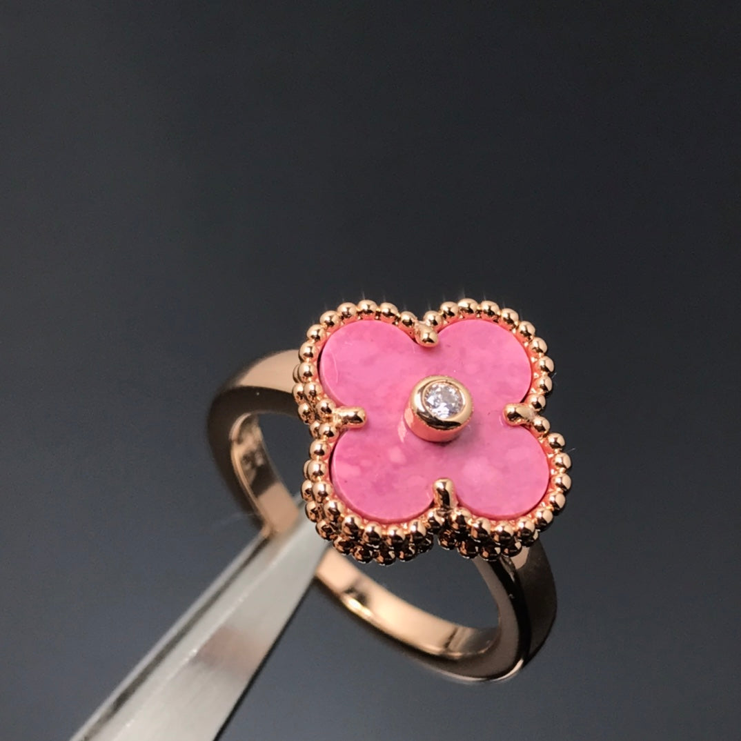 [NOBLE AURA]CLOVER RHODONITE ROSE GOLD RING
