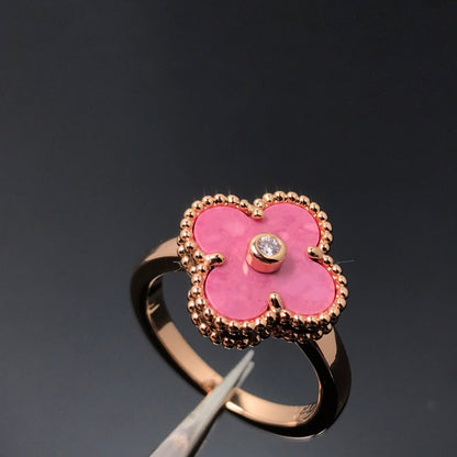 [NOBLE AURA]CLOVER RHODONITE ROSE GOLD RING