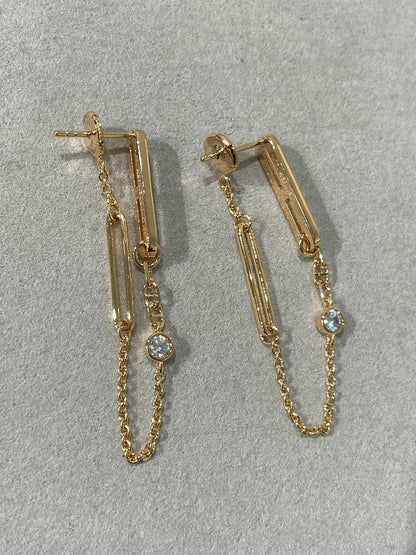 [NOBLE AURA]CHAINE CHAOS DIAMOND DROP EARRINGS