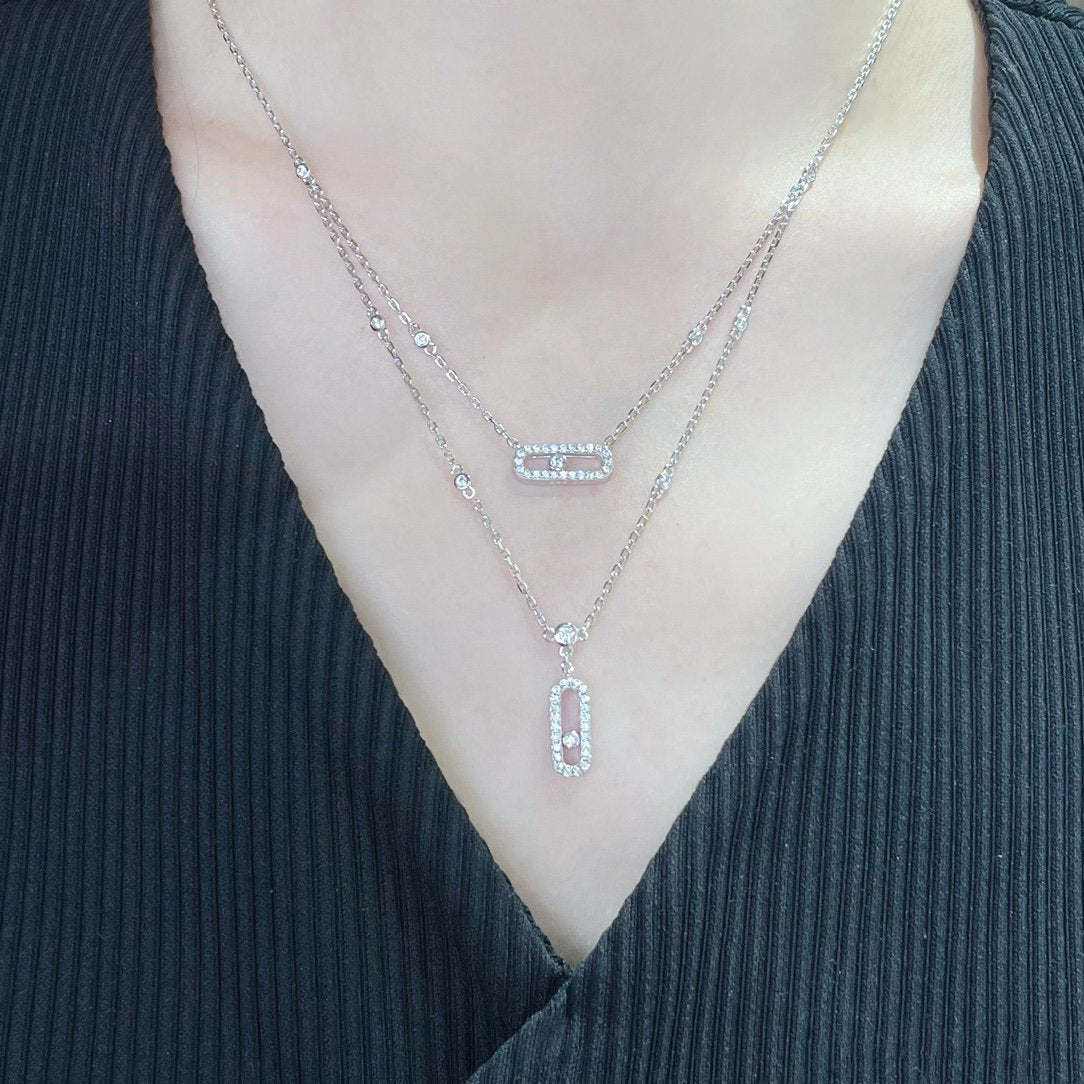 [NOBLE AURA]MOVE 2 ROW DIAMOND NECKLACE