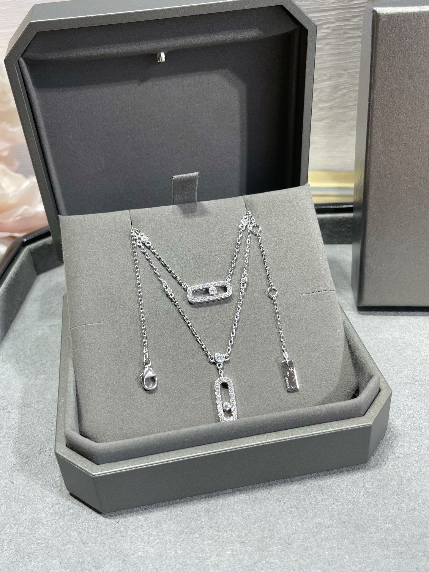 [NOBLE AURA]MOVE 2 ROW DIAMOND NECKLACE