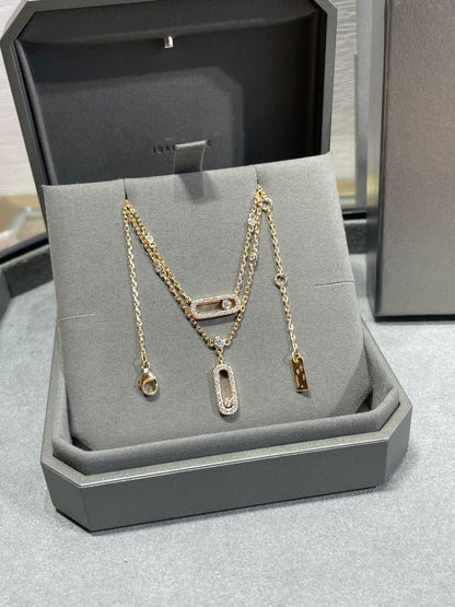 [NOBLE AURA]MOVE 2 ROW DIAMOND NECKLACE