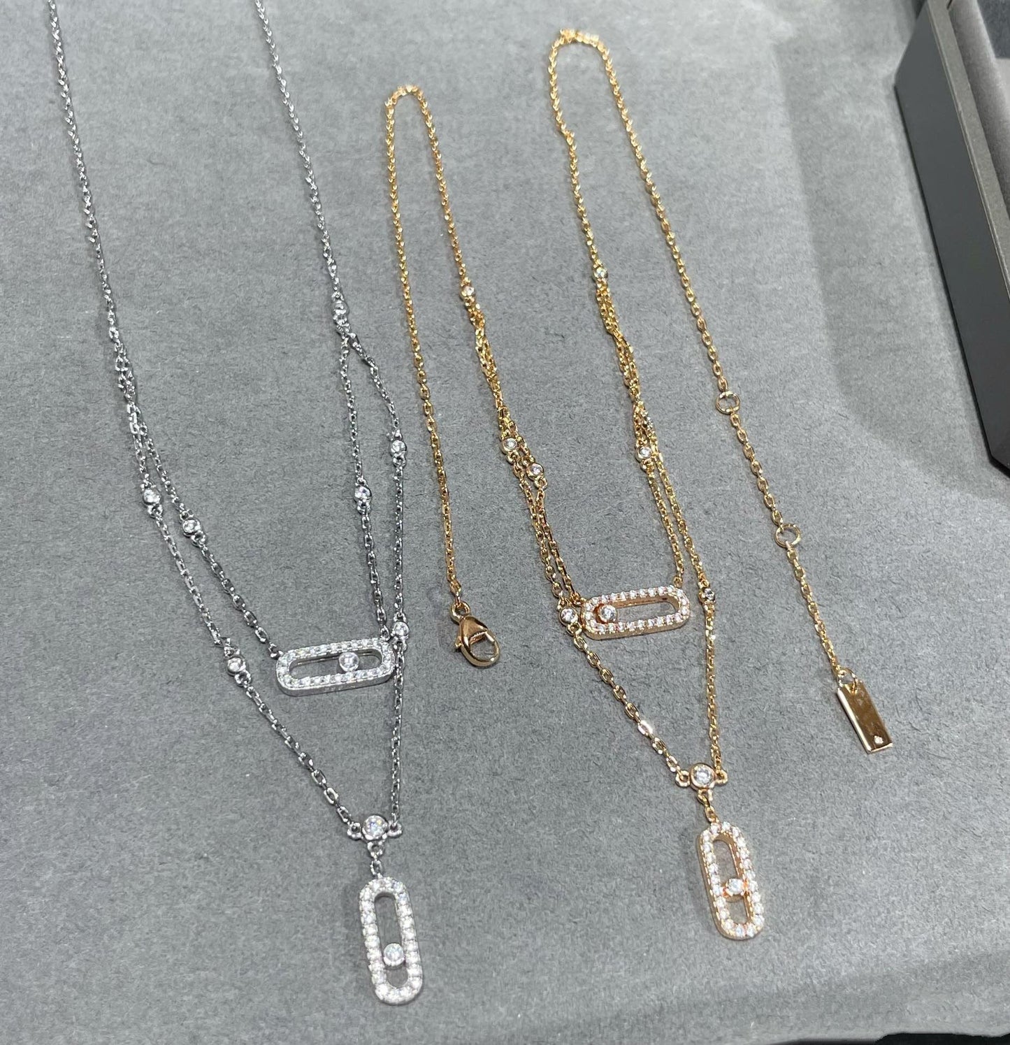[NOBLE AURA]MOVE 2 ROW DIAMOND NECKLACE