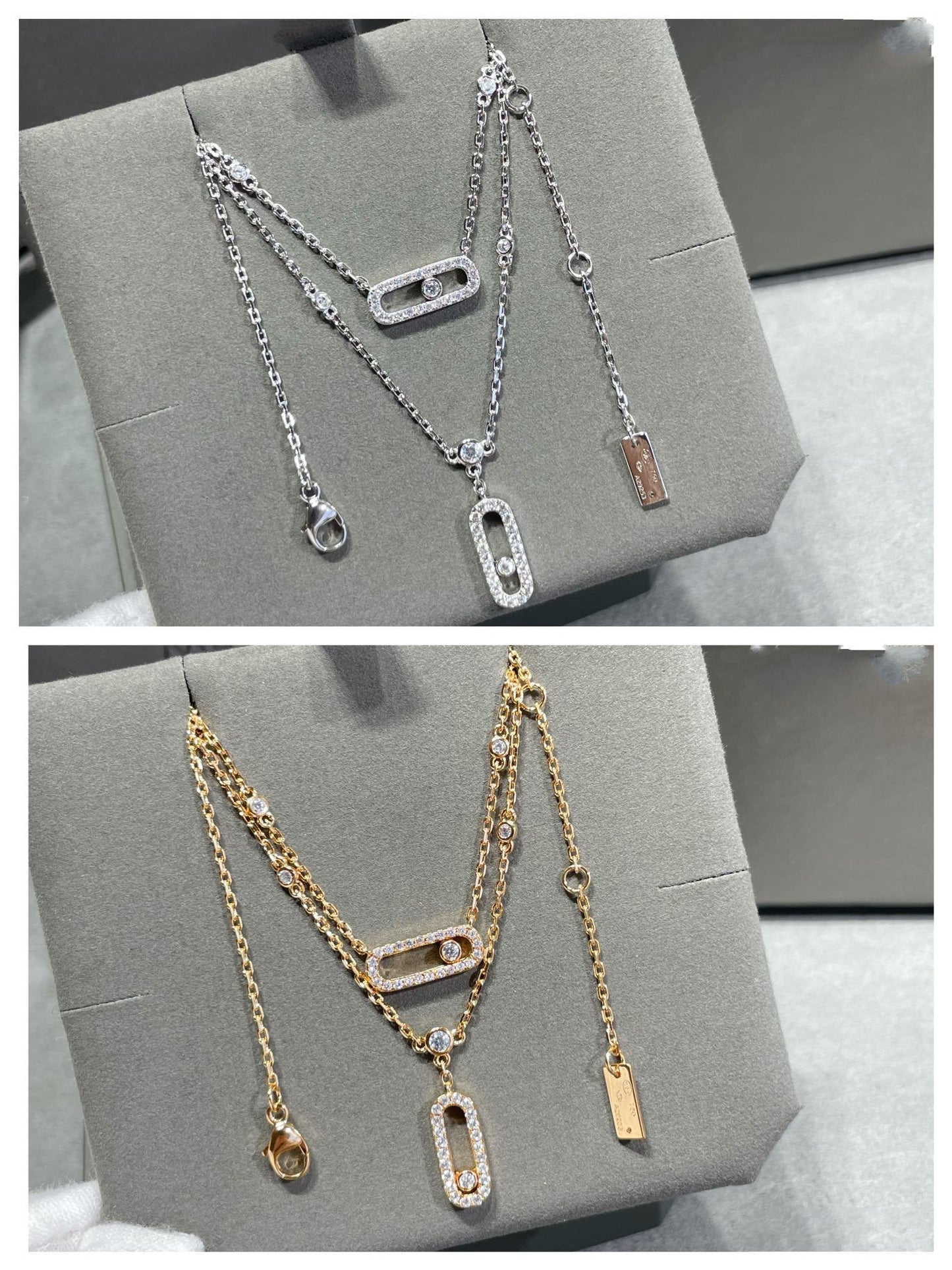 [NOBLE AURA]MOVE 2 ROW DIAMOND NECKLACE