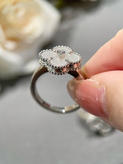 [NOBLE AURA]CLOVER SILVER MOP DIAMOND RING