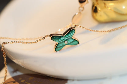 [NOBLE AURA]JEUX MALACHITE 1 DIAMOND PINK GOLD NECKLACE