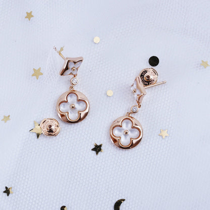 [NOBLE AURA]STAR AND SUN PINK GOLD MOP DROP EARRINGS