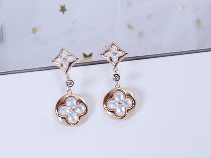 [NOBLE AURA]STAR AND SUN PINK GOLD MOP DROP EARRINGS
